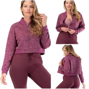 Balance Athletica Flight Cropped Bomber Jacket Wild Rose Fleur Size Large
